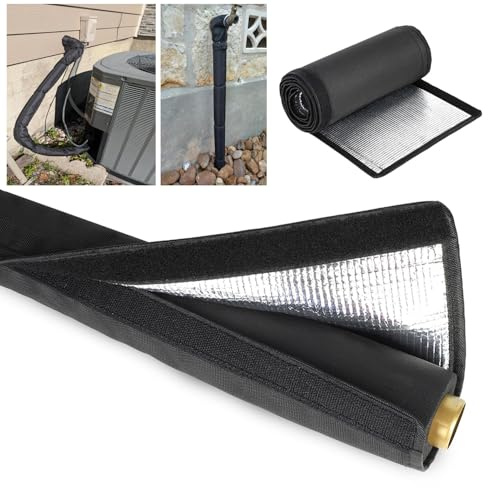 CrsaSwivo 3 Layers HVAC Copper Pipe Insulation Cover, 78.7x11.8 inch 600D Oxford Air Conditioner Line Insulation, AC Pipe Insulation Wrap for Outside, Features 4 Adjustable Nylon Straps (Black)