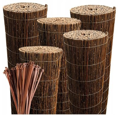 Ogrodzenia Wiklinowe Weidenmatte 200 x 300 cm Gartenzaun Balkon Terrasse Sichtschutz Weidenzaun Zaun Windschutz & Sonnenschutz Balkonverkleidung Wetterfest Sichtschutzzaun Sichtschutzmatte Weide