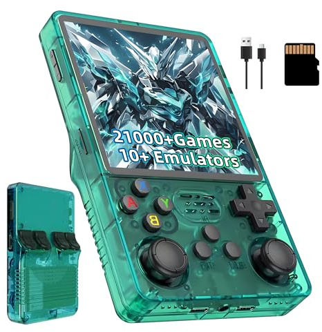 R36Plus Retro Video Gaming Console 128GB, Portable Emulator Game Console with Built in 21000+ Video Game 10+ Emulator, Linux OS, 4 Inch HD Screen, 720*720, Support WIFI, 3D Dual Joysticks (Green)