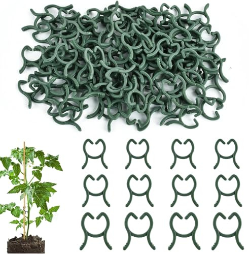 KUBDPQOR Pflanzenclips 240 Stück Grün – Gartenclips für Pflanzenstütze, Wiederverwendbare Kunststoff-Klammern zur Befestigung von Rankpflanzen und zarten Stängeln – ideal für Tomaten, Gurken, Weinreb