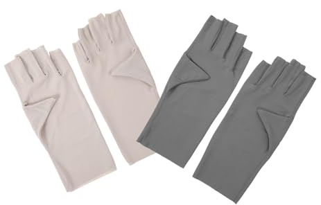Mobestech Guantes para Manicura sin Dedos para Mujer Protección UV, Diseño Transpirable de Chinlon, 2 Pares para Salón de Uñas y Arte de Uñas