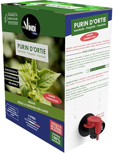 VINDI JARDIN - Purin d’Ortie 100% Naturel – Insecticide, Fongicide & Engrais Liquide – BIB 3L