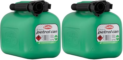 CarPlan TPH005 5L Fuel Can, Unleaded Petrol (Green) (Pack of 2)