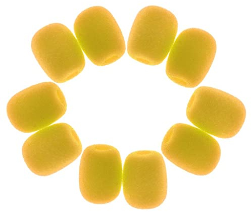 Qraatosi 10 Pieces Sponge Mic Wind Cover Anti-spit Foam Guard Suitable for Headset Lapel Home Decoration Office, Yellow, 28 x 22 x 8mm