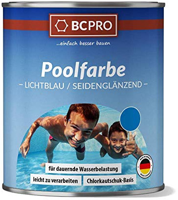 BCPRO Vernice universale per PISCINA, colore per laghetti | 750 ml | colore blu chiaro | per piscine, fontane, piscine in cemento, beton, plastica, metallo innescato, ad asciugatura rapida
