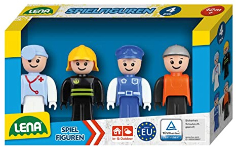 Lena 04490 Spielfiguren Set mit 4 vollbeweglichen Figuren, Actionfiguren Zubehör-Pack TRUXX² Fahrzeug Serie, Aktionfiguren für Drinnen und Draußen, für Kinder ab 12 Monaten