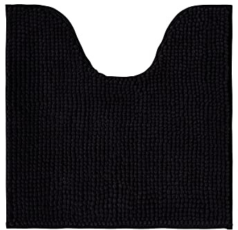 Decomira Tapis de Bain Antidérapant en Chenille | Super Absorbant et Lavable en Machine | pour la Salle de Bain, Douche, Baignoire ou comme Tapis WC | Noir - 45x45 cm WC