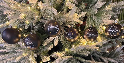 MC-Trend 6 Stück Weihnachtskugeln zum Personalisieren, Selbstgestalten & Bemalen Kreide/Tafellack DIY Christbaumschmuck Weihnachtsschmuck Weihnachtsanhänger Weihnachtskugeln Ø 8cm (6)