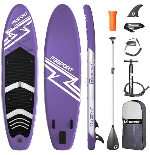 FBSPORT Tavola da SUP Gonfiabile SUP, Stand Up Paddling Board, Stand Up Paddle Board Gonfiabile per Stand Up Paddling 15CM Spessore, Surf con Alluminio Regolabile SUP Paddle + Pompa(Purple)