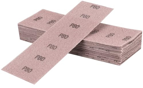 Sruhrak Mesh Sanding Strips 80 X 230mm，25 Pieces Professional Sanding Mesh with P80 Grit, For Hand Sanding, Orbital Sanders and Hand Sanding Block