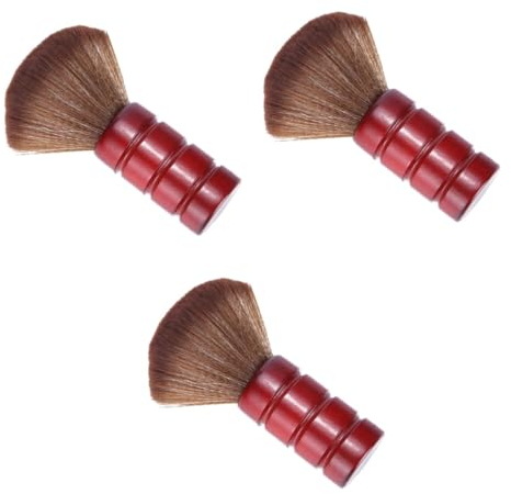 minkissy Lot De 3 Brosses À Cheveux En Fibre Pour Barbier Brosse De Nettoyage Des Cheveux Manche En Bois Massif Pour Salon De Coiffure