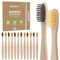 GENKENT 12 cepillos de dientes de bambú natural de carbón de bambú con cerdas suaves sin BPA en color respetuoso con el medio ambiente, cepillos de dientes de madera reciclados biodegradables