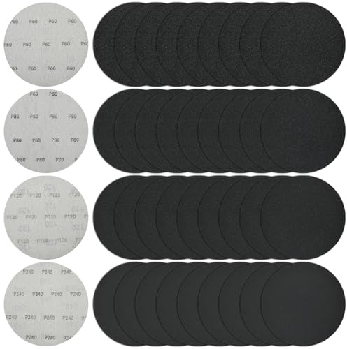 Wet and Dry Sanding Discs 150mm Hook & Loop Orbital Sander Disc 60/80/120/240 Grit, 40Pcs Water Sanding Pads 6 Inch Abrasive Sandpaper for Sanding Grinder Polishing Metal/Automotive