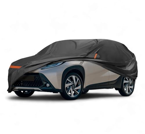 A ABSOPRO Copertura Auto per Toyota Aygo X 2022-2024 PEVA Spunlace Cotone Esterno Copertura Auto Completa per Impermeabile Antivento Sole Pioggia Neve Protezione con Cerniera Porta Nero