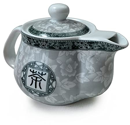 Yxhupot Tetera de porcelana blanca y azul de porcelana china de acero inoxidable con infusor de té Kungfu, 500 ml