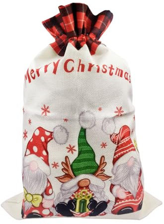 TAIYOU Sacos de Navidad de Papá Noel, 35 x 50 cm, grandes bolsas de Navidad de yute con cordón, bolsas de regalo grandes para envolver regalos, estilo B