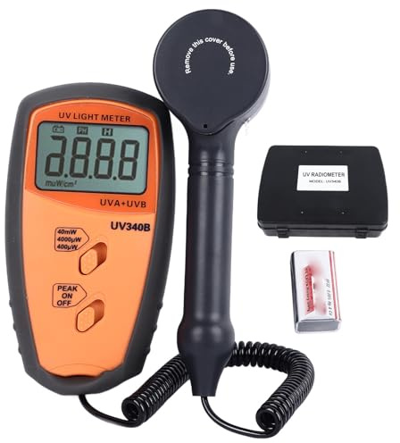 Klatata Light Meter, tester UVB UVA con display LCD, misuratore di test della lampa portatile, misura 0-40mW luce, gamma 290-390nm, per uso interno/esterno parte dei
