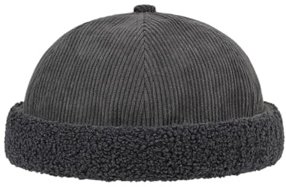 YAMEE Cappello Marinaio in Velluto a Coste Uomo,Cappello Invernale Morbido con Interno in Peluche Caldo,Berretto Docker Vintage alla Marinara per Stile retrò