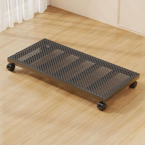 Soporte rectangular grande de metal para macetas con ruedas bloqueables, carrito de flores móvil para plantas de interior y exterior (60 x 30 cm)