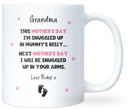 Confidently Quirky - Grandma Mother’s Day from Bump White Mug, Grandma to Be Gift, First Mothers Day from Bump