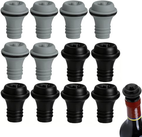 12PCS Wine Stoppers Vacuum, Reusable Silicone Wine Save