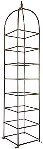H Potter 8.5 Foot Iron Garden Obelisk Trellis | Heavy-Duty Ornamental Metal Landscape Hardscape for Climbing Plants | Large Handcrafted Vertical Yard Art - Model GAR470L