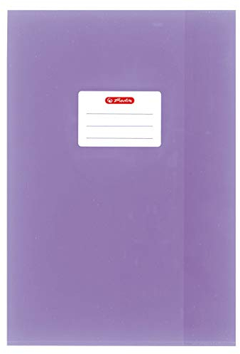 Herlitz - 5 copertine per quaderni, formato DIN A4, struttura in rafia intrecciata, colore viola, confezione da 5 pezzi, formato A4