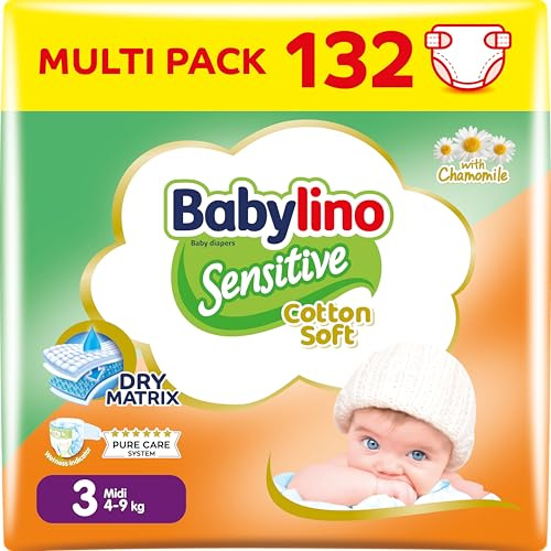 Babylino Sensitive Midi, 132 Windeln Größe 3 (4-9Kg)