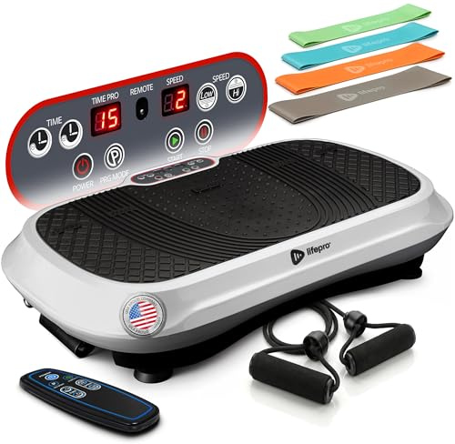 LifePro Vibration Plate Exercise Machine For Lymphatic Drainage | Waver | 99 Speed Levels & 9 Program Mode | Full Body Exercise Machine For Home Use | Resistance Bands & Remote | Off-White