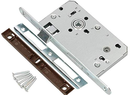 KOTARBAU® Cerradura de embutir 72/55 mm, DIN izquierda, para puerta de baño, puerta de baño, cerradura de puerta de acero con contraplaca de acero