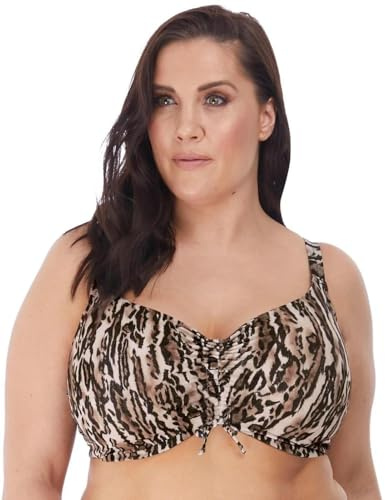 Elomi Fierce Adjustable Crop Top Underwire Bikini (ES7203),42F,Black