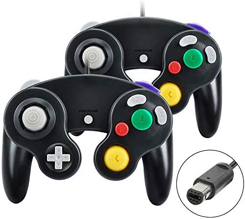 Yideng Gamecube Controller, 2er-Pack Classic Wired Gamecube-Controller Vibration Gamepad, Kompatibel mit Gamecube/Wii U/Wii/PC/Switch-Controller,Schwarz