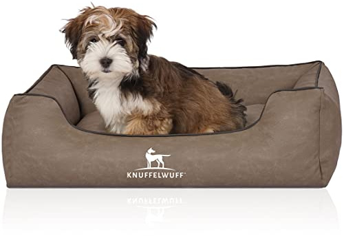 Knuffelwuff Hundebett Scottsdale aus Kunstleder M-L 85 x 63cm Stone