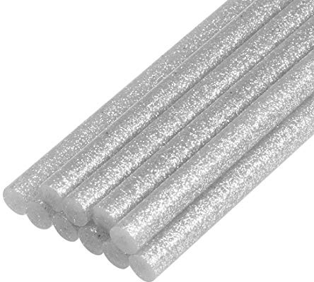 sourcing map 10 Stück Mini Heißklebepistole Stöcke 0.27 Zoll x 4 Zoll für Klebepistolen,Silber Ton Grau Glitzer