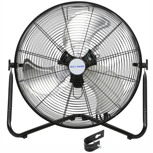 BILT HARD 4650 CFM 20 High Velocity Floor Fan, 3-Speed Heavy Duty Metal Fan with Wall-Mounting System, Industrial Shop Fan for Commercial, Garage, and Greenhouse