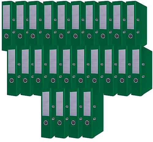 Office Products 24 Stück Ordner grün A4/75 mm Papier Karton Kunststoffbezug PP Schlitzordner Büroordner Aktenordner Pappordner Metall Kantenschutz