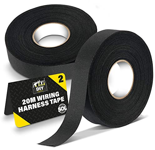SOL 2pk 20m Wiring Harness Tape, Black Loom Binding Felt for Cars, Motorcycle, Durable and Flexible, Heat-Resistant Adhesive Fabric Cloth Strip, Ideal for Automotive Electrical Wire Cable Management