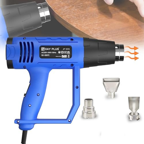 2000W Hot Air Heat Gun, Hot Air Gun Kit 300℃ & 600℃ Dual-Temperature Settings, 300 & 500L/min Air Speed Settings, Corded Heat Gun for Wallpaper Stripping Wood Remover/Shrinking PVC/Varnish/DIY/BBQ