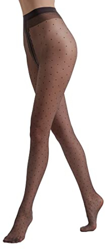 Conte elegant DOTS 20 DEN Collant Fantasia Pois da Donna - Calze Pois da Donna Extra Elastico - Lycra - Taglia 2 - Grafite