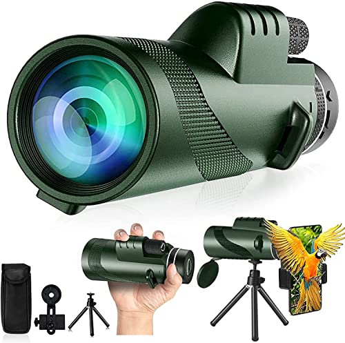 Monokular-Teleskop 80x100 High Definition für Erwachsene High Powered mit Smartphone Adapter Teleskop Jagd Wildtiere Vogelbeobachtung Reisen Camping Wandern - Grün-1