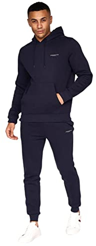 Crosshatch full tracksuit Hooded Fleece Sweatshirt Zip Up Hoodie Jacket Sweatpants Joggers by Jeanbase Navy M