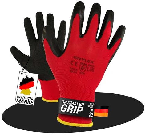 WS-Pro Arbeitshandschuhe Mit Latexbeschichtung - 12 Paar - Für Damen Und Herren - Robuste Montagehandschuhe Für Heim Und Garten - Größe 11