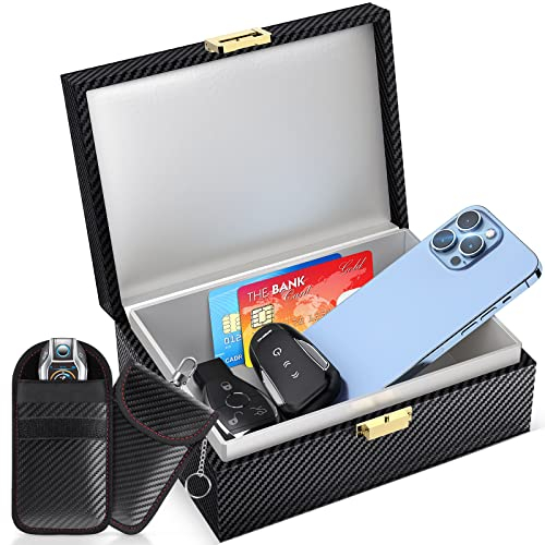 Lanpard Scatola Faraday con custodia Faraday 2 pezzi, protezione sicura per chiavi auto con accesso senza chiave Gabbie antifurto antifurto RFID (L, Fodera bianca)