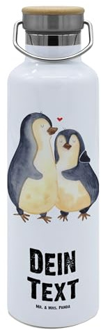 Mr. & Mrs. Panda Trinkflasche personalisiert Pinguin umarmen - Personalisierte Geschenke, Flasche, Mit Gravur, Hochzeitstag, Hochzeit, Liebe, Thermosflasche