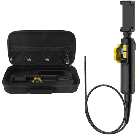AUTOOL 210° Drehbar Endoskopkamera mit Licht, SVB302 Zwei-Wege-Gelenk-Endoskop, 0,6 cm Endoskop-Inspektionskamera, kompatibel mit Android und iOS Telefon, 100 cm halbstarres Kabel | Zwei-Wege-6-LED-Licht, HD-Video-Endoskop, kompatibel mit Android- und iOS-Handy mit 90 cm langem Schlangenkabel