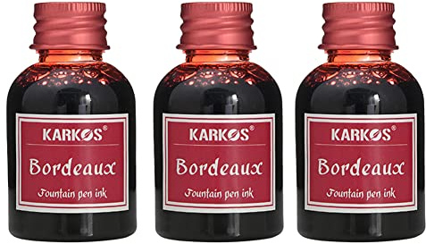BYNYXI 3 Stück Füllhaltertinte, 30ML Füllhaltertinte im Tintenfass Schreibtinte für Füllhalter Kalligraphie Tinte Set, Tintenfass Kalligraphie Tinte Zeichentusche für Füllhalter, Weinrot