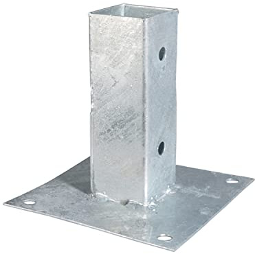 1x siwitec Aufschraubhülse für Vierkantholzpfosten, 150 mm Höhe, 91 x 91 mm Topf, Bodenhülsen für Holzpfosten, feuerverzinkter Stahl, Holzbalken Halterung, Geländerpfosten, Einschraubhülsen