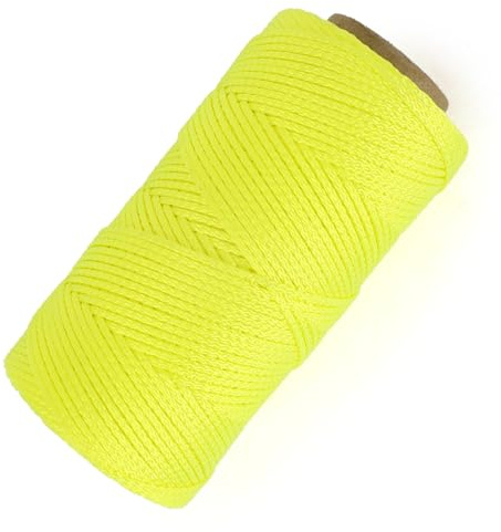 MERIANE Mason Line, 250 Ft #18 Braided Nylon String Twine, Premium String for Masonry Jobs, Construction, Gardening, Net Making and Mending, DIY Projects, Fluorescent Yellow