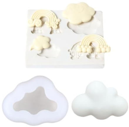 HIRAIDAI Silikon Fondant Kuchen Formen 2 Stück Regenbogen Wolke DIY Silikon Fondant Backen Dekoration Schokoladenform
