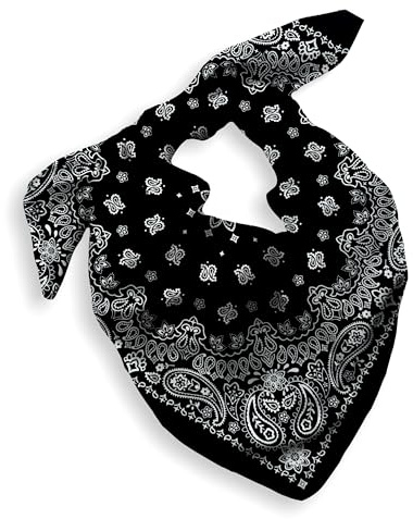 1 Pack Black Bandana for Women Men Gift Packaging - Mens Handkerchiefs Cotton Large - Cowgirl Cowboy Paisley Scarf Headband Neckerchief - Mens Gifts for Christmas